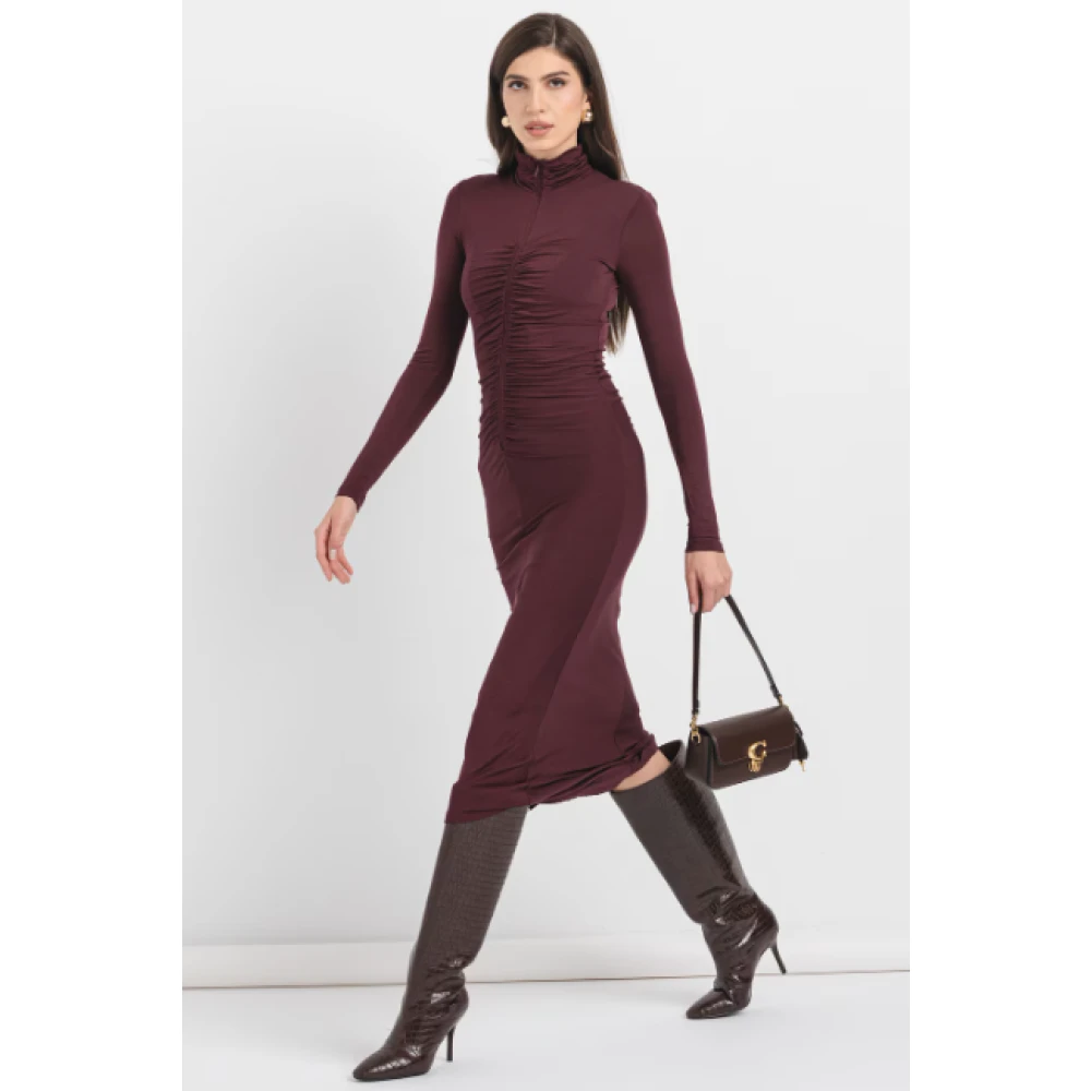pinko Midi Jurk met Draperie Details Purple Dames