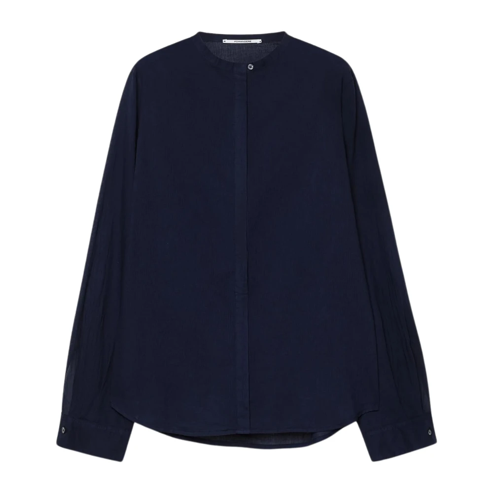 Pomandère Women's Blue Striped Cotton Shirt