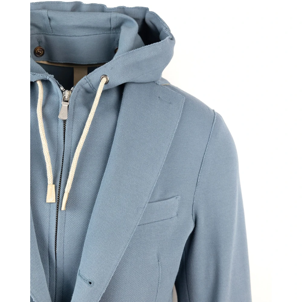 Eleventy Blauwe hoodiejas met verstelbaar trekkoord Blue Heren