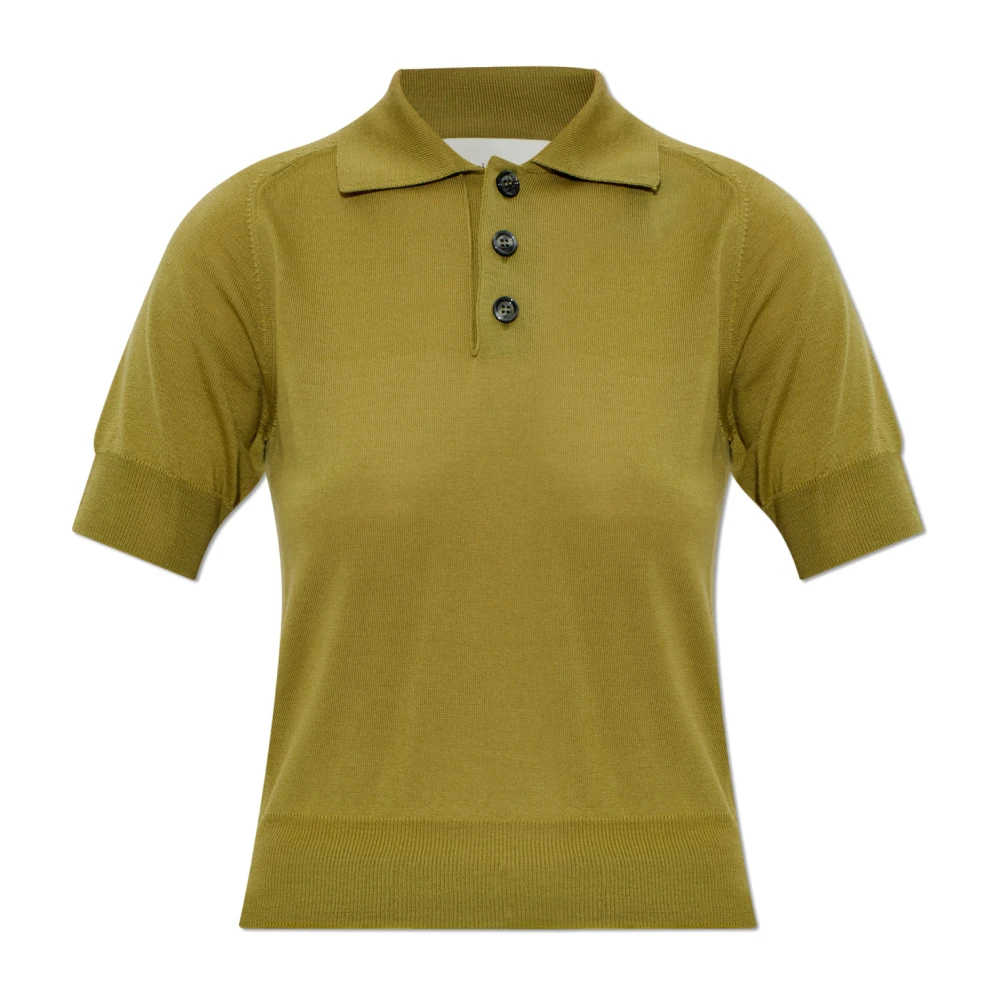 Ami Paris Donna Verde Wool Polo Shirt