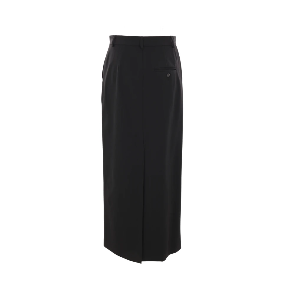 Alberto Biani Zwarte Wol Stretch Lange Rok Black Dames