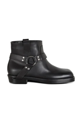 Calfskin Leather Biker Ankle Boots