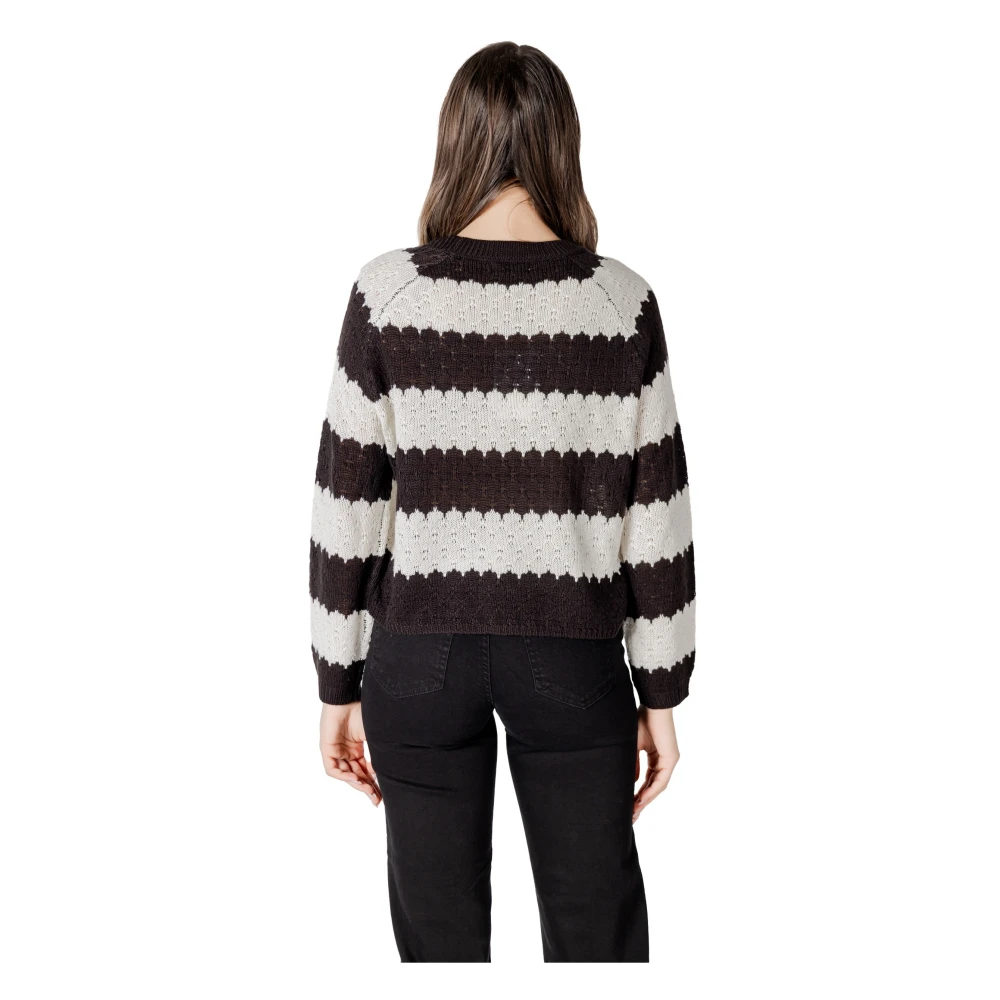 Jacqueline de Yong Gestreepte gebreide trui met ronde hals Multicolor Dames