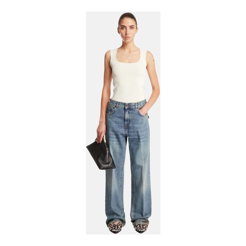 Haikure High-waisted Straight Leg Jeans Blue Dames