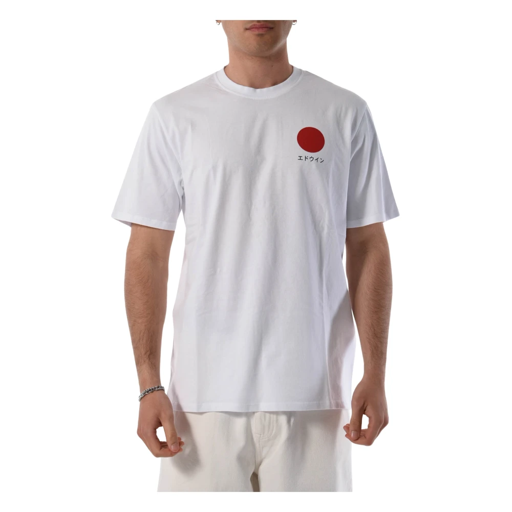 Edwin Katoenen T-shirt met voorlogo White Heren