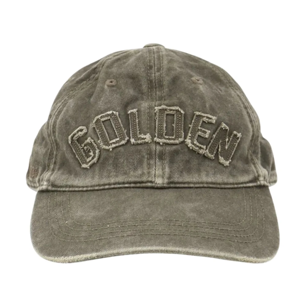 Golden Goose Unisex Groente Accessoires Groen, One Size, Katoen, Baseballpet Met Sterrenborduurwerk