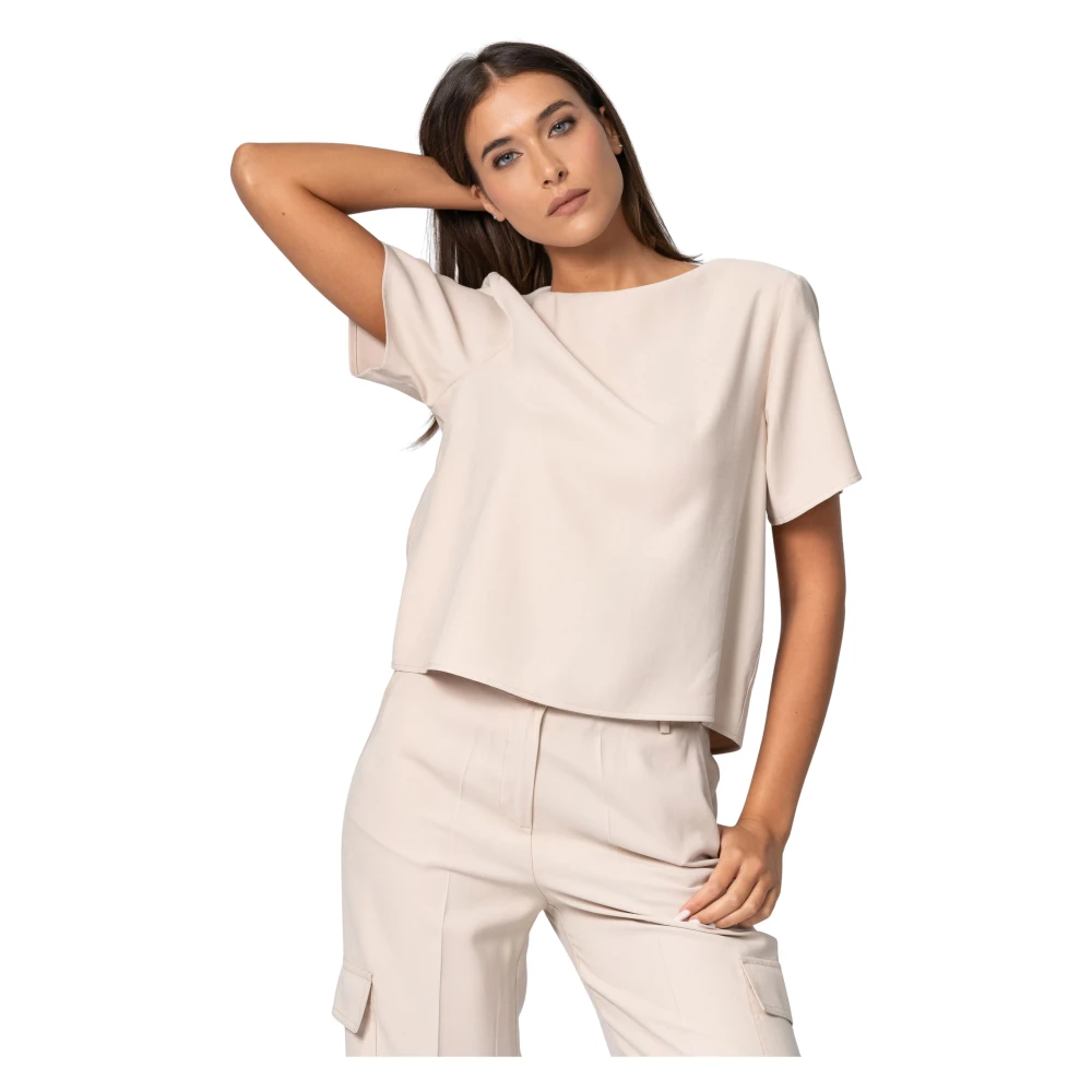 Kocca Vrouw Beige Elegante Getailleerde Top Tot Aan De Taille