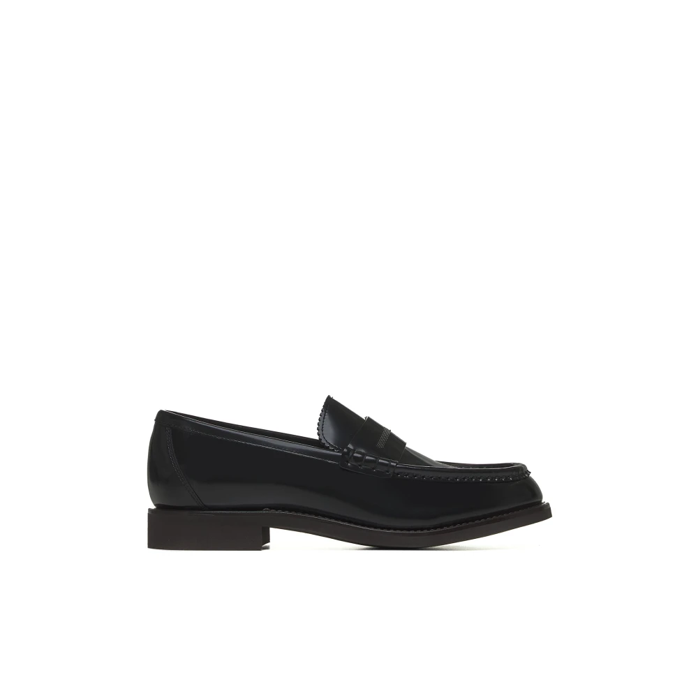 Brunello Cucinelli Svarta Penny Loafers med Monili Dekoration Black, Dam