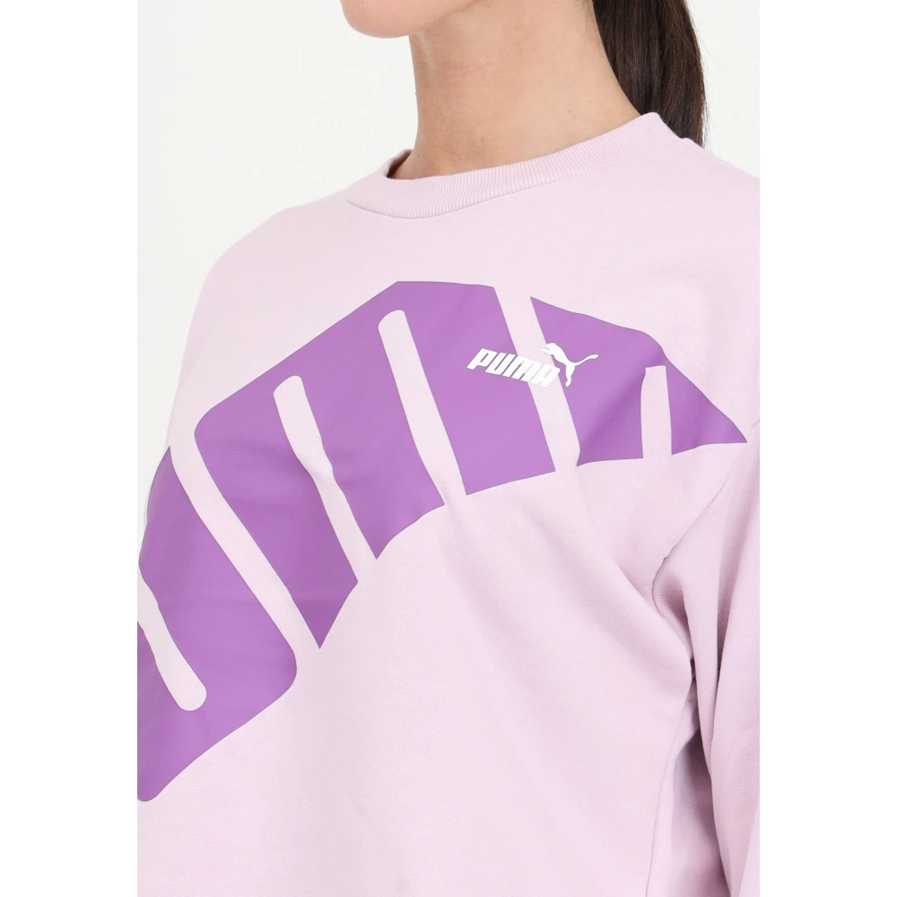 Puma Roze Power Crew Logo Sweater Pink Dames