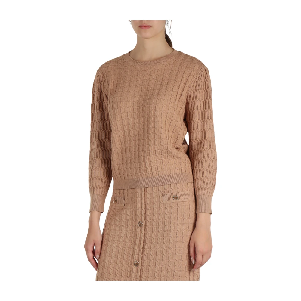 Twinset Gevlochten Viscose Trui Brown Dames