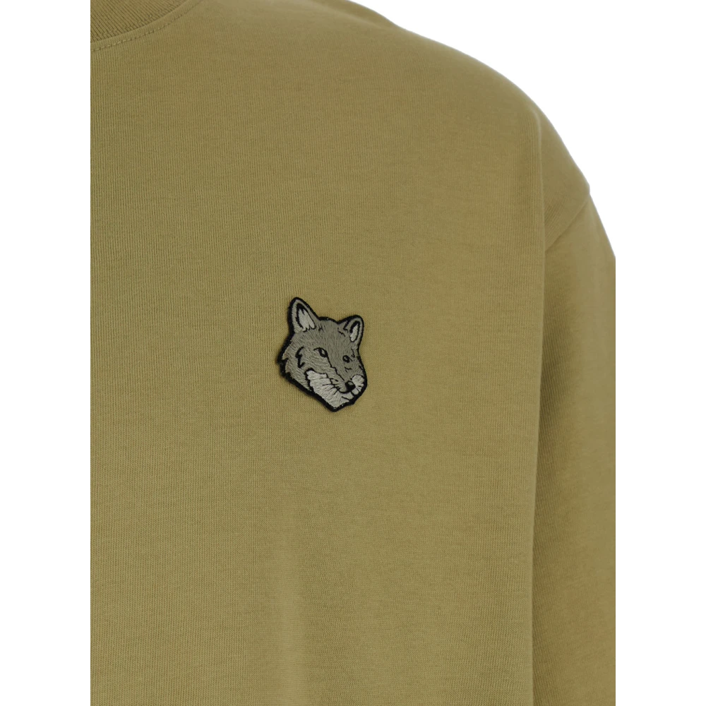 Maison Kitsuné Gedurfde Fox Head Patch Tee Green Heren