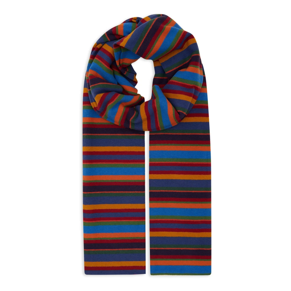 Gallo Unisex blauwe fleece sjaal met veelkleurige strepen Multicolor Unisex