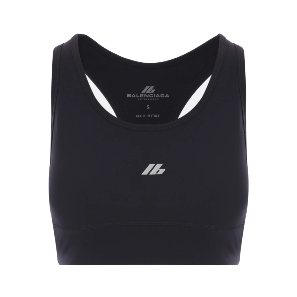 Balenciaga Sportieve Jersey Top met reflecterend logo Black Dames