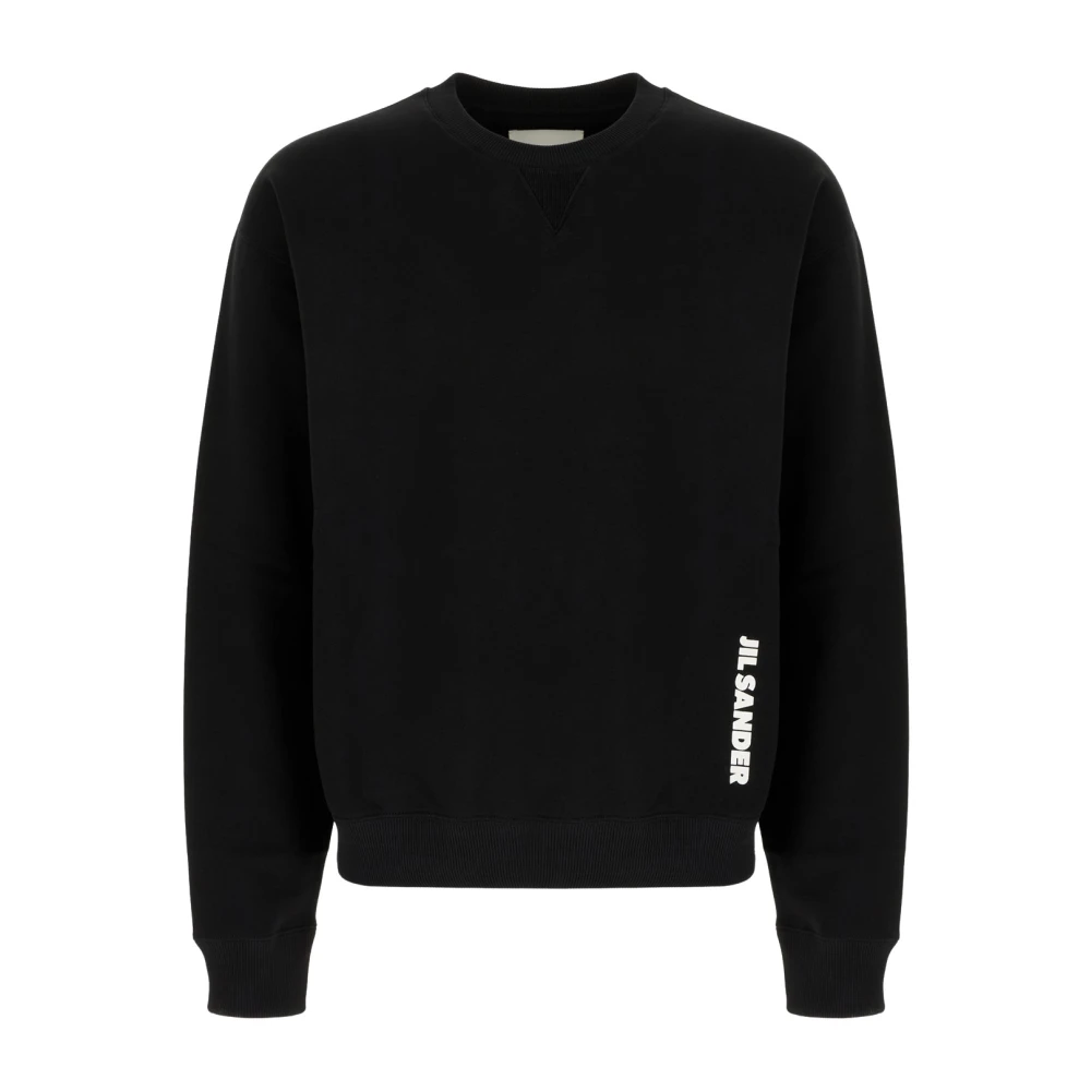 Jil Sander Mannelijk Zwart Hoodies & Sweatvesten Heren, Xl, Katoen, Logo-Print Sweatshirt