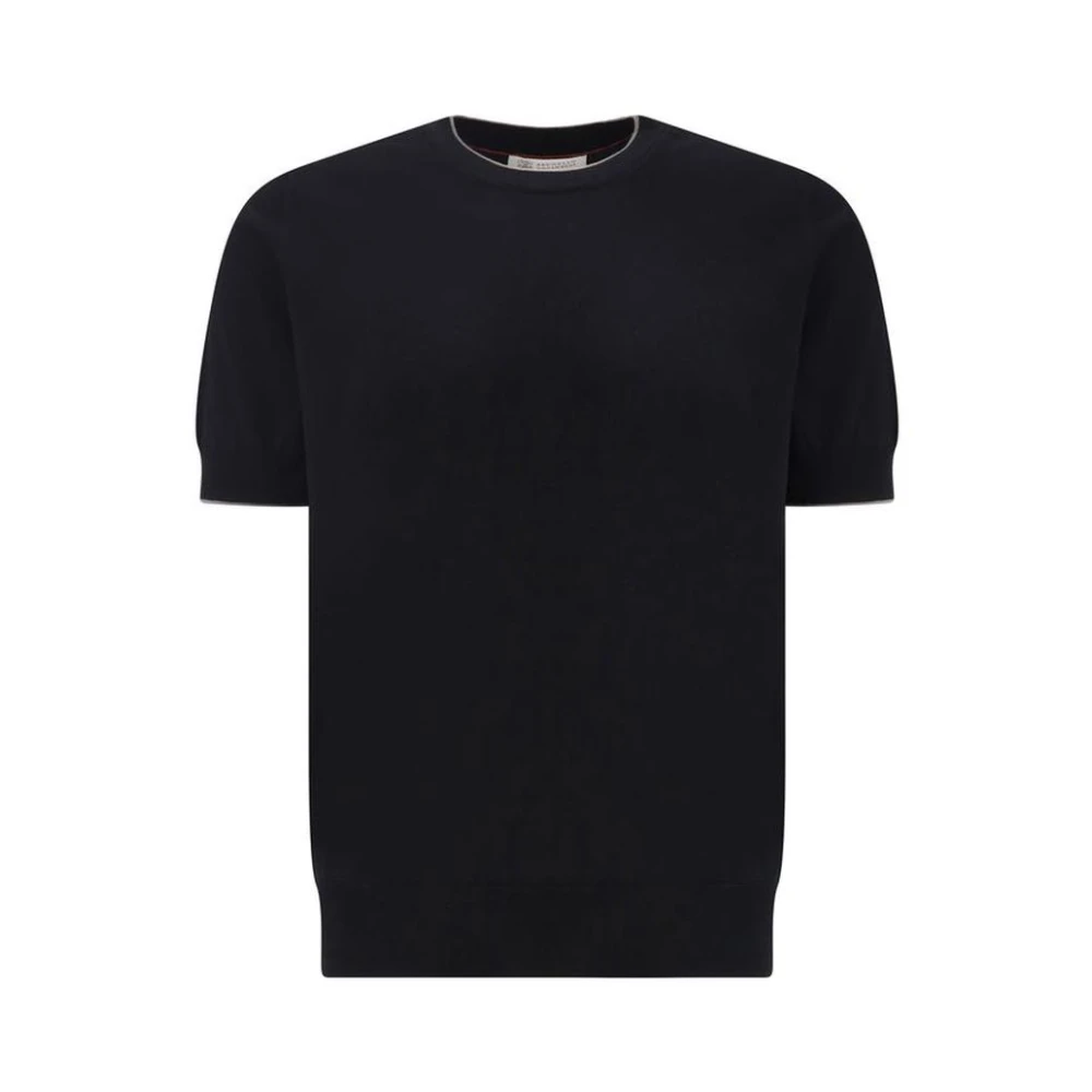 BRUNELLO CUCINELLI Geribbelde Crew Neck Katoenen T-shirt Black Heren
