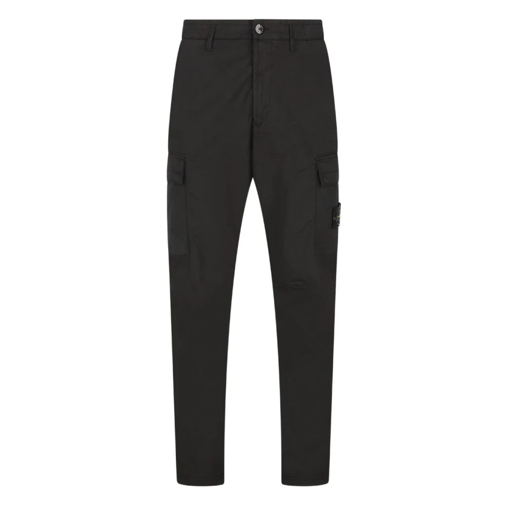 Stone Island Black Slim-Fit Trousers, Male, W34, Cargo Trousers