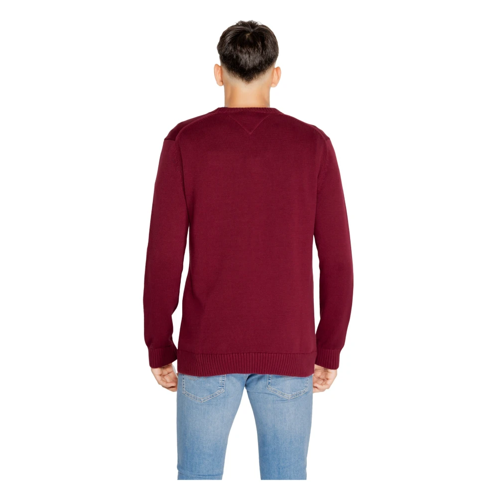 Tommy Jeans Bordeaux Gebreide Herentrui met Lange Mouwen Red Heren