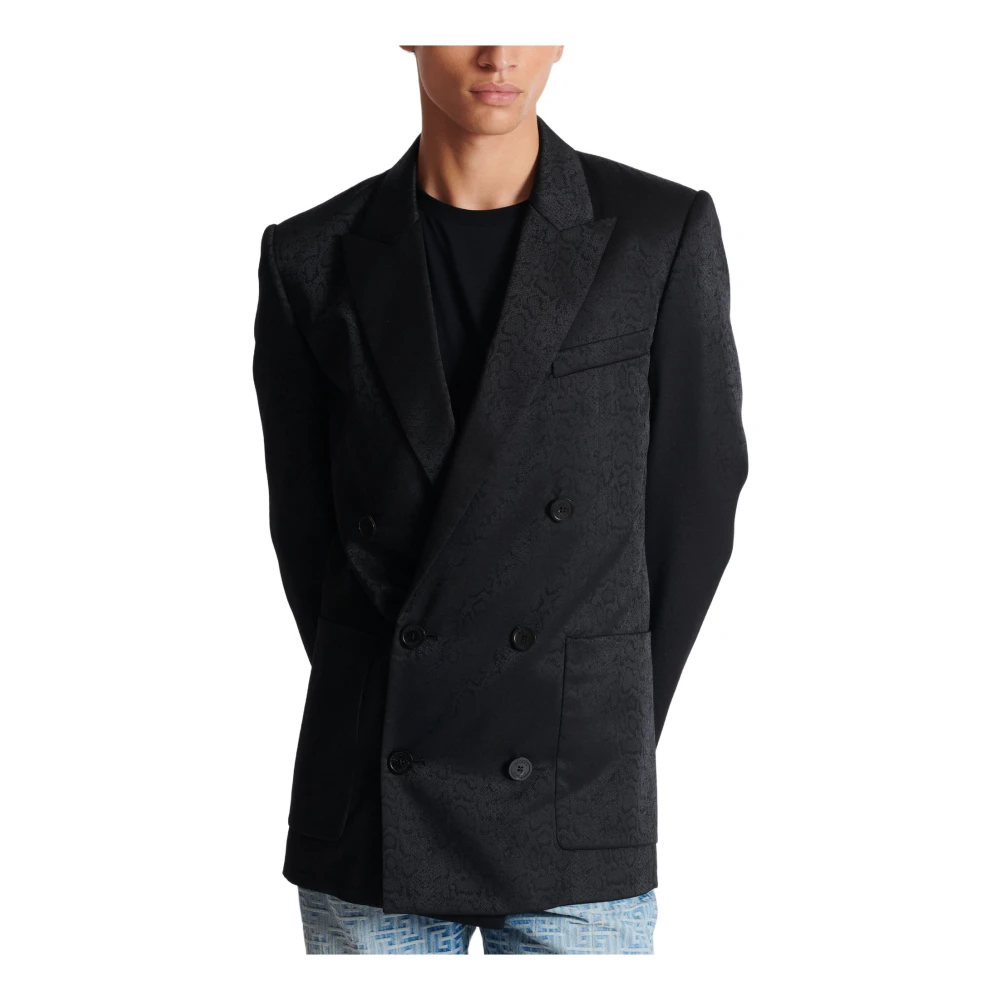 Balmain Python Jacquard Blazer Blue Heren