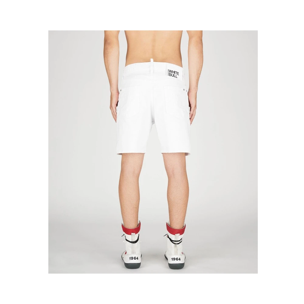 Dsquared2 Witte Stretch Katoenen Shorts met Logo White Heren