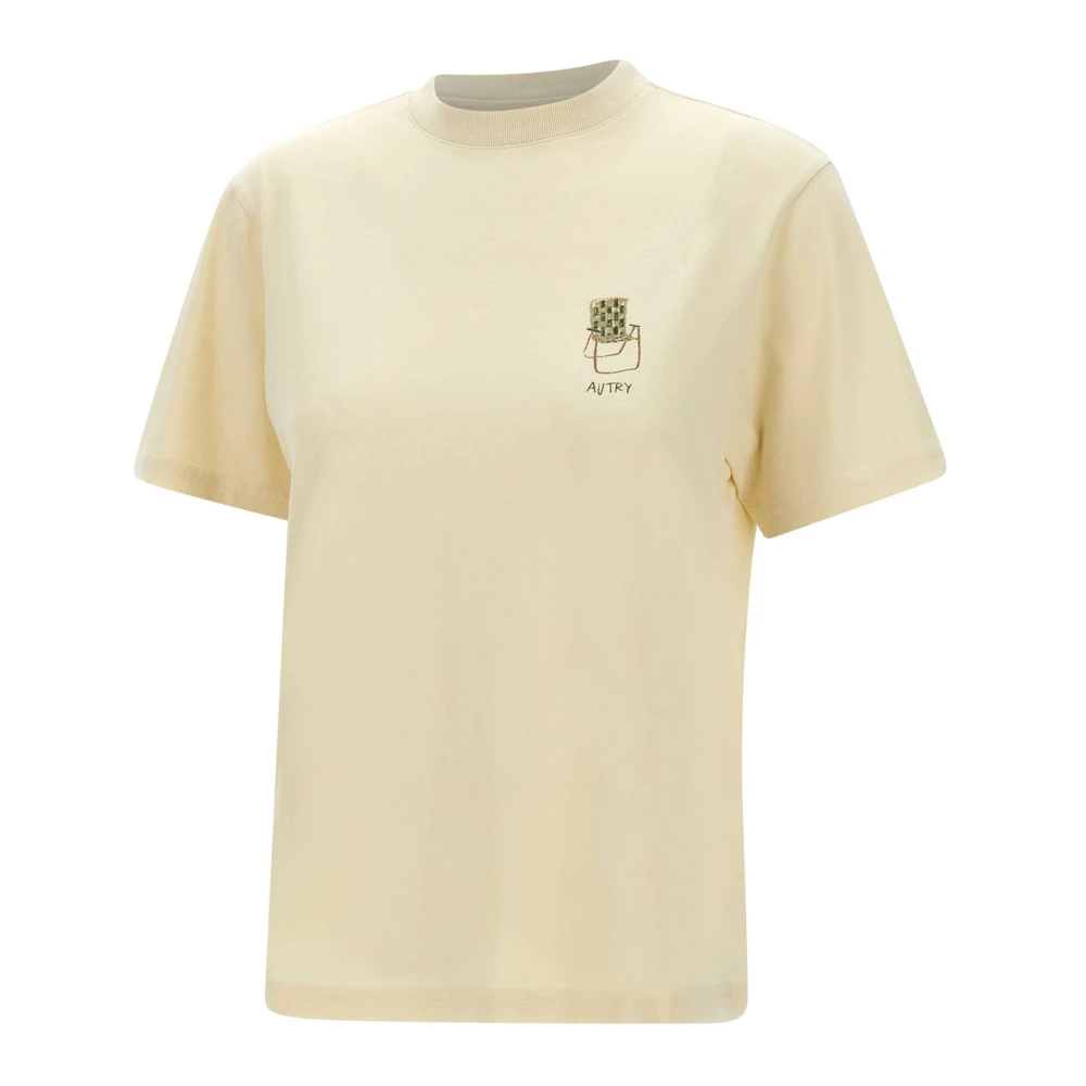 Autry Katoenen T-shirt met Logo Print Beige Dames