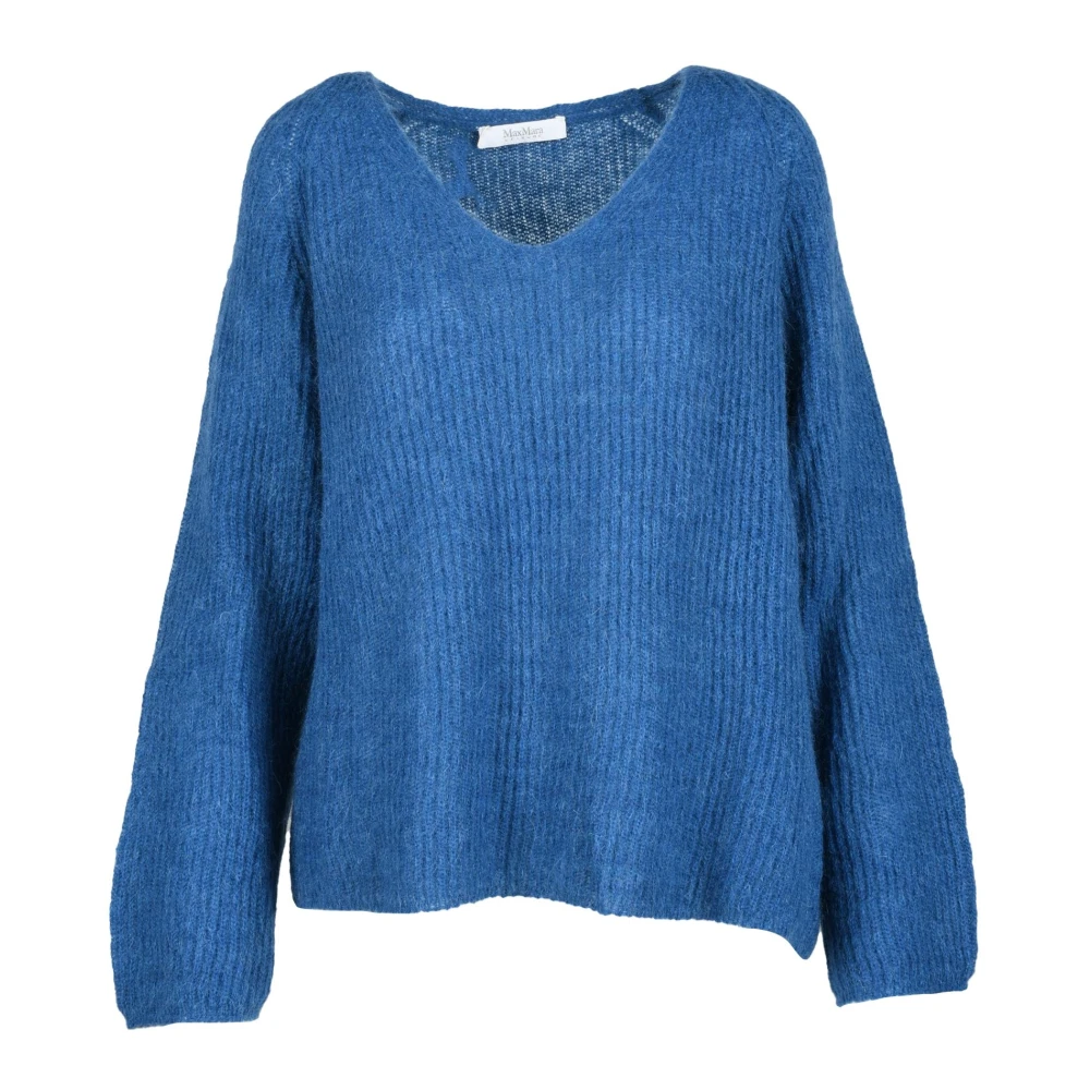 Max Mara Gezellige Mohair Blend Vrijetijds Trui Blue Dames