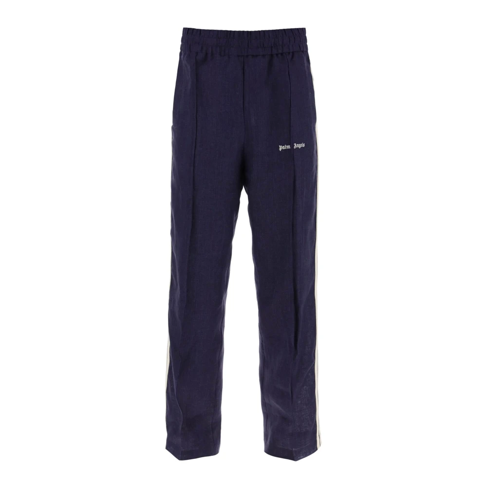 Palm Angels Linnen joggers met zijstrepen Blue Heren