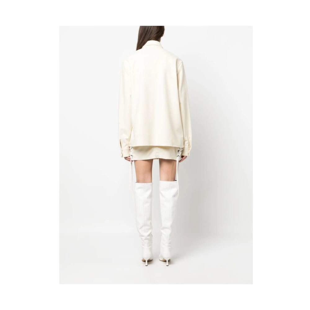 Julfer Ivory Lace-Up Wool Jacket Beige Dames