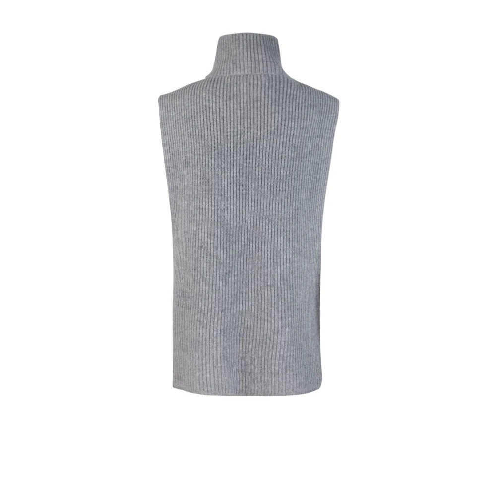 Max Mara Studio Slim Fit High Neck Wool Cashmere Sweater Gray Dames