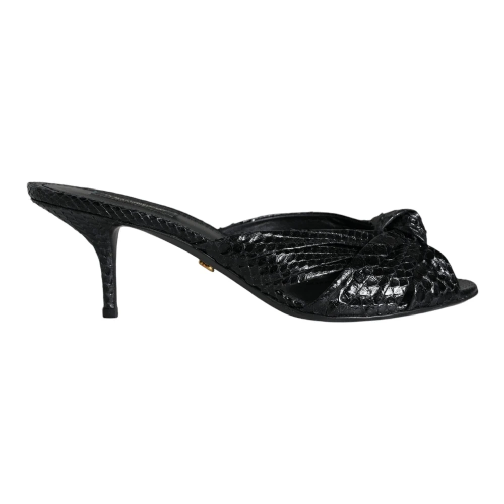 Dolce & Gabbana Black Heeled Mules, Female, 5 Uk, Leather Heel Sandals Shoes