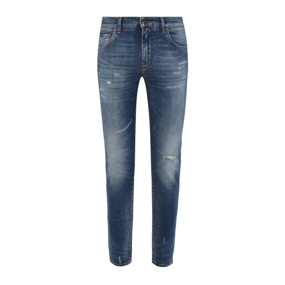 Dolce & Gabbana Katoenen Denim Jeans met Borduursel Blue Heren