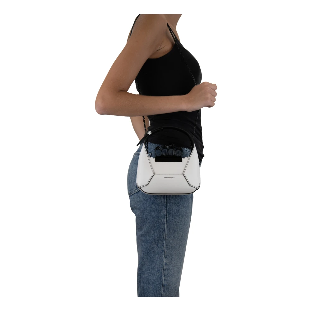 alexander mcqueen Zwarte leren schedel schoudertas White Dames