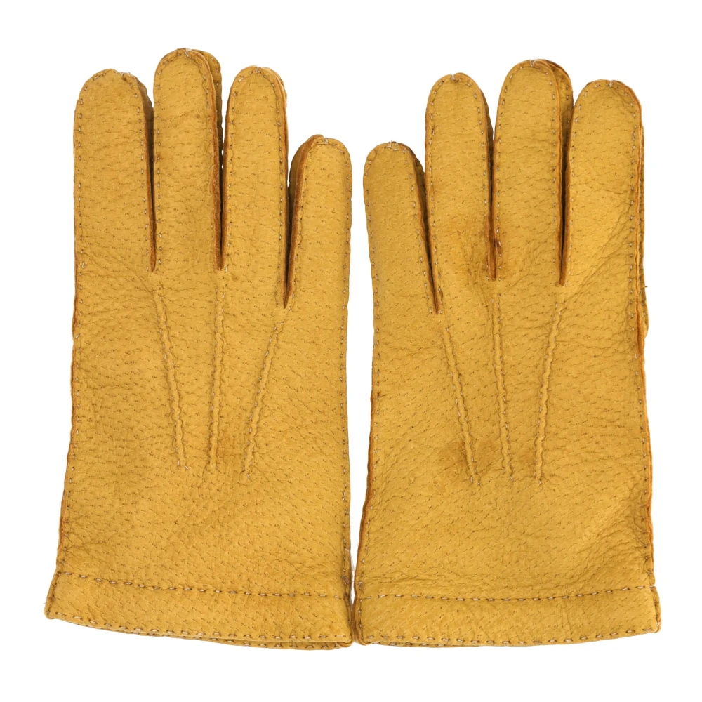Restelli Guanti Donkergele Cashmere Gevoerde Handschoenen Yellow Unisex
