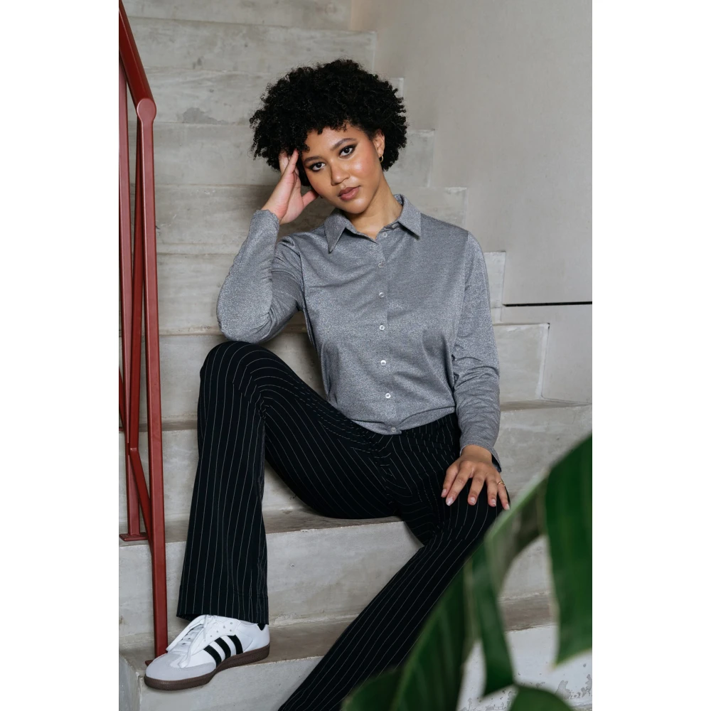 &Co Woman Oversized geruite overhemd Gray Dames