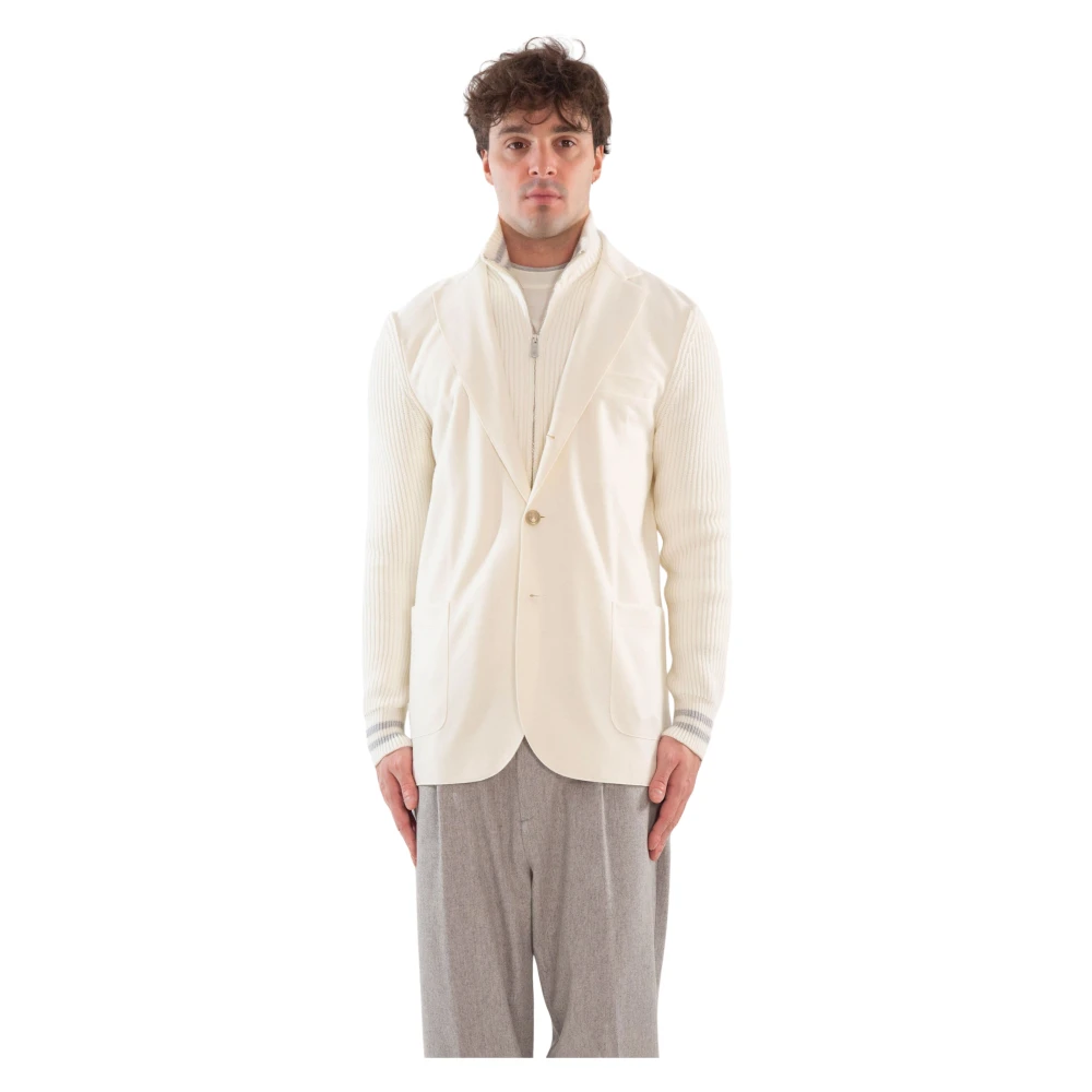 Eleventy Ribbed Sleeves Layered Blazer White Heren