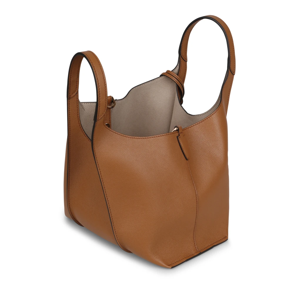 TOD'S Timeless logo-plaque tote tas Brown Dames