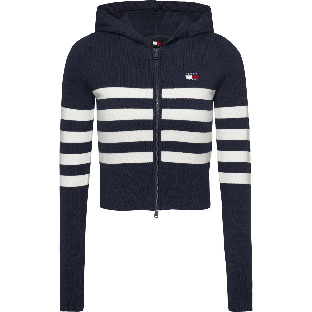 Tommy Jeans Donkerblauwe Gestreepte Rits Trui Blue Dames