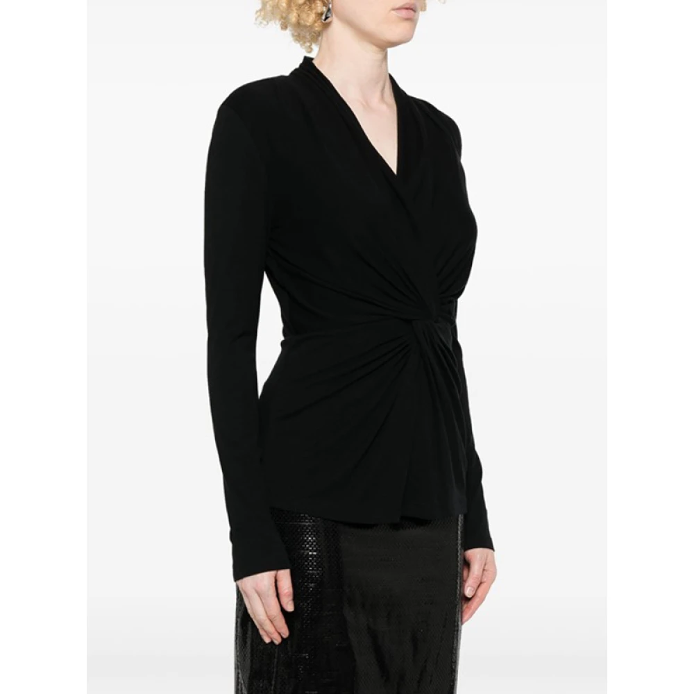 Diane Von Furstenberg Zwarte V-hals Jersey Top met Details Black Dames