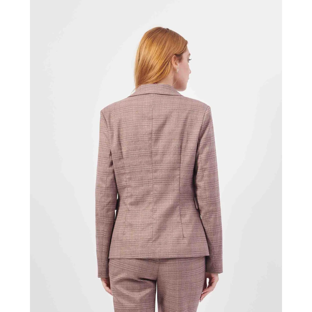 Fracomina Roze Geruite Blazer Jas Pink Dames