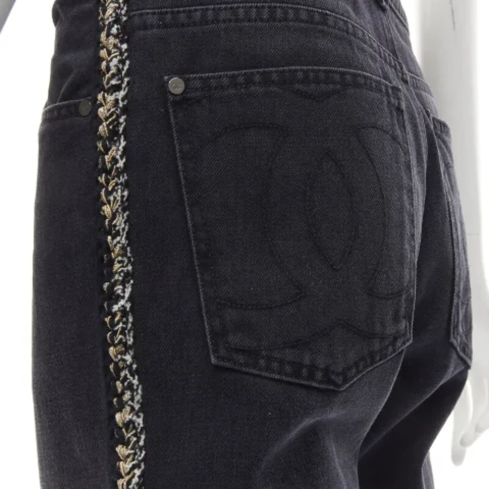 Chanel Vintage Pre-owned Cotton jeans Black Dames