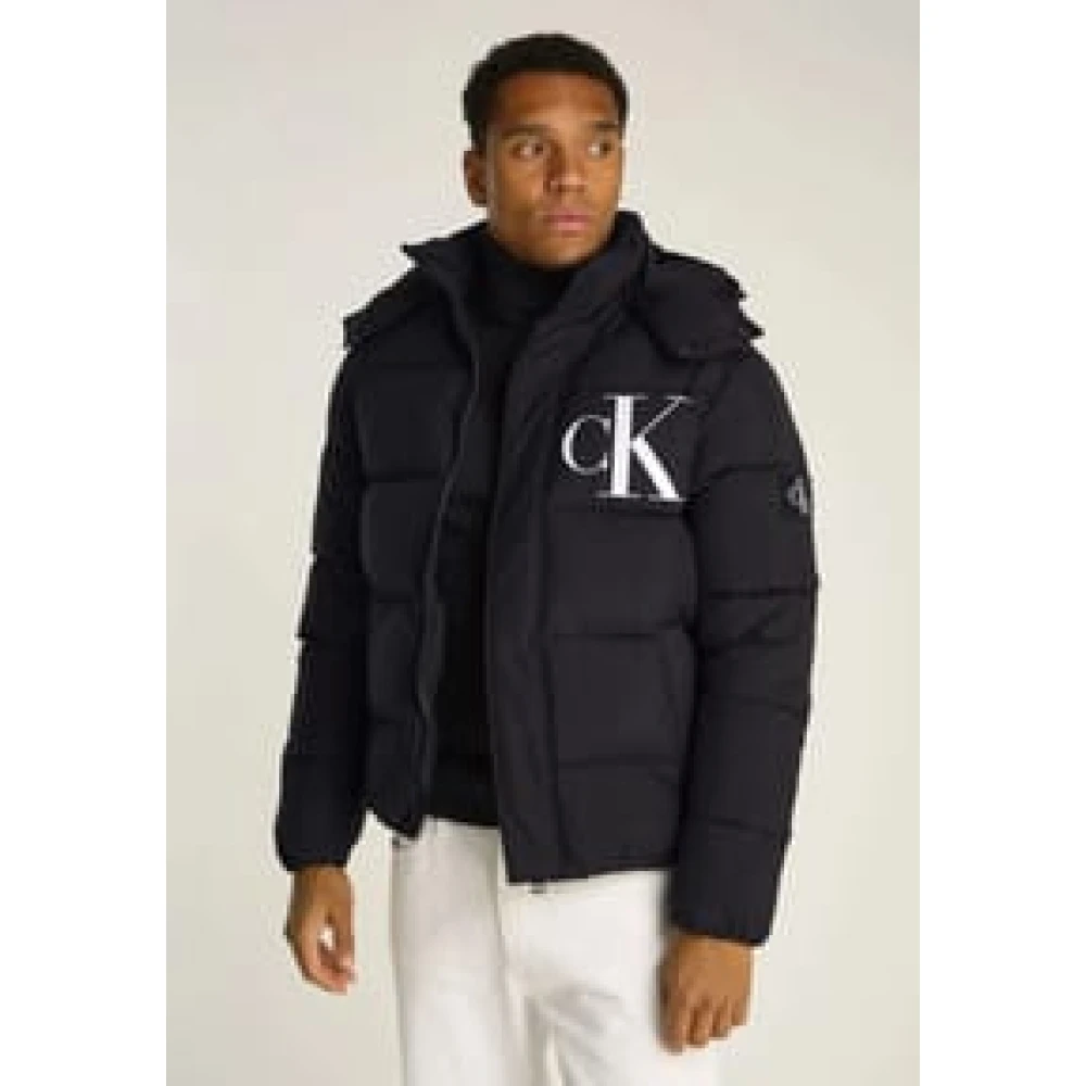 Calvin Klein Jeans Hooded Logo Jas Mannen Black Heren