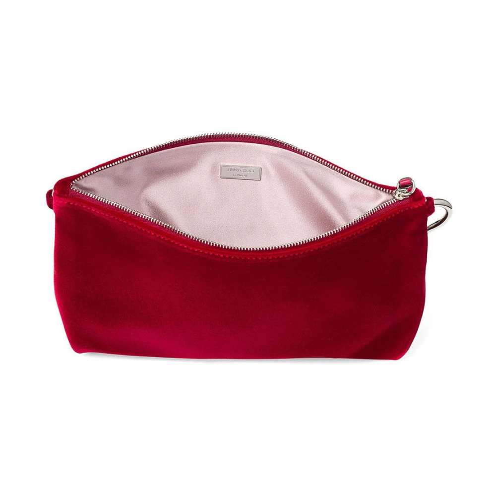Jimmy Choo Rode Robijn Zilveren Clutch Tas Pink Dames
