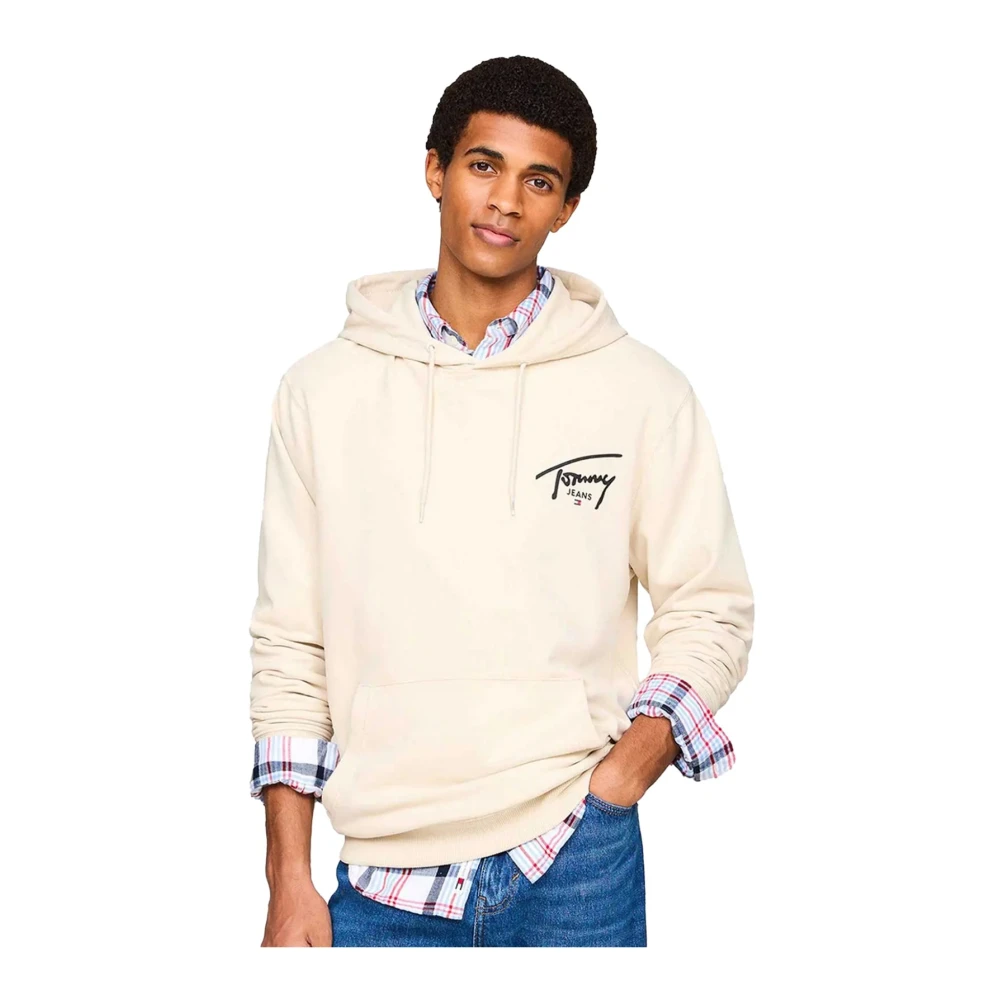 Tommy Jeans Hoodie Beige Bedrukt Logo Beige Heren