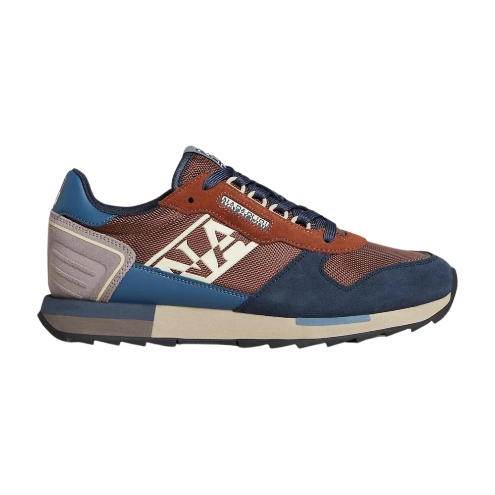 Napapijri Bruine leren sneakers met D-Ring vetersluiting Heren Schoenen