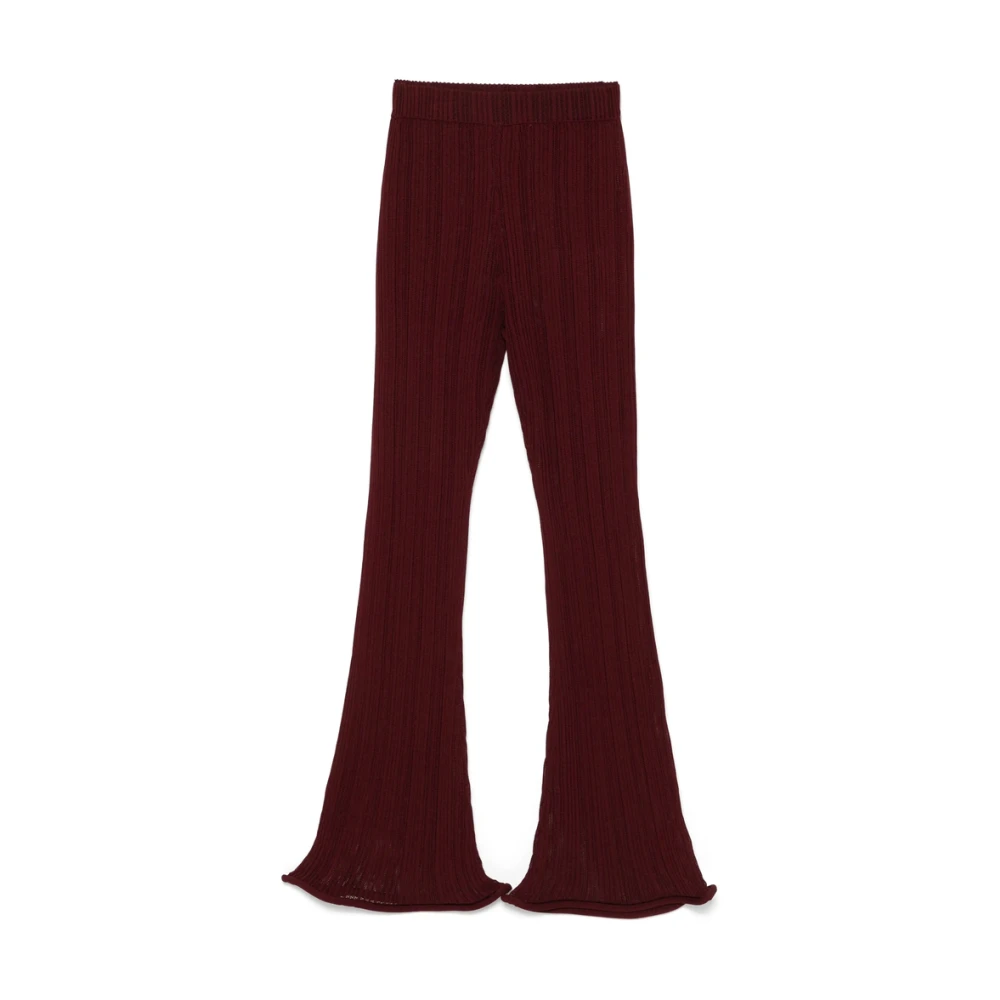 Séfr Bordeauxrode Wijde Pijp Elastische Taille Broek Red Dames