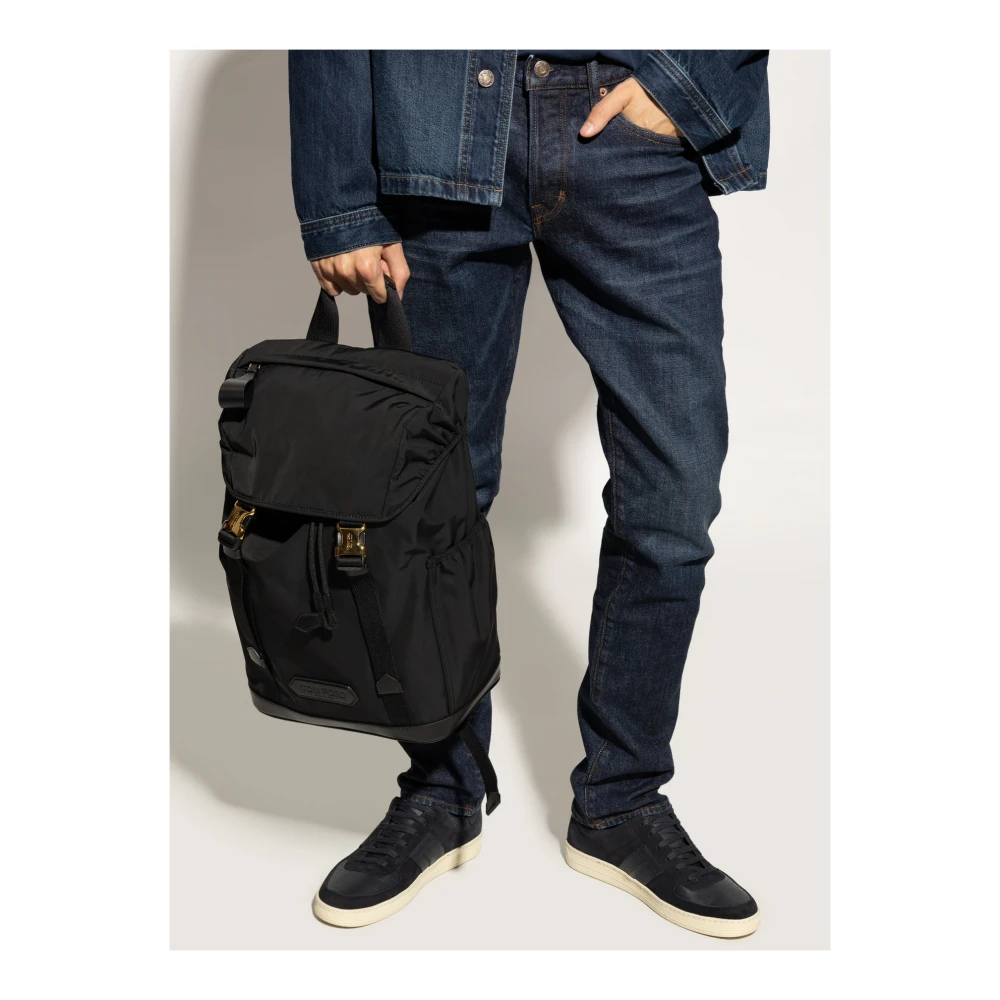 Tom Ford Rugzak met logo patch Black Heren