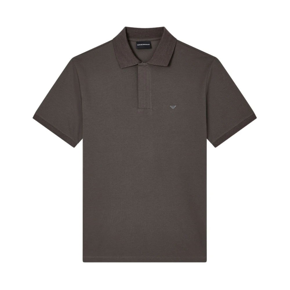 Emporio Armani Mannelijk Grijs Tops Heren, M, Katoen, Travel Essentials Piqué Polo Shirt