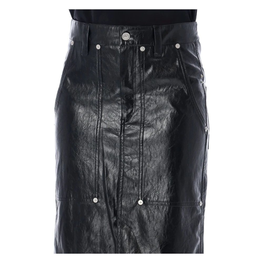 Isabel Marant Étoile Zwarte Patent Angele Midi Rok Black Dames