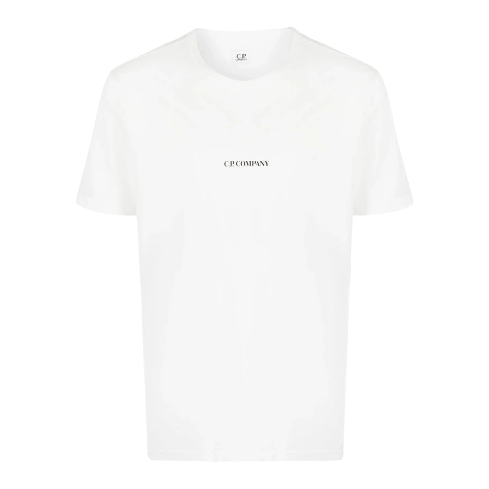 C.p. Company Vit Rund Hals T-shirt med Tryck White, Herr