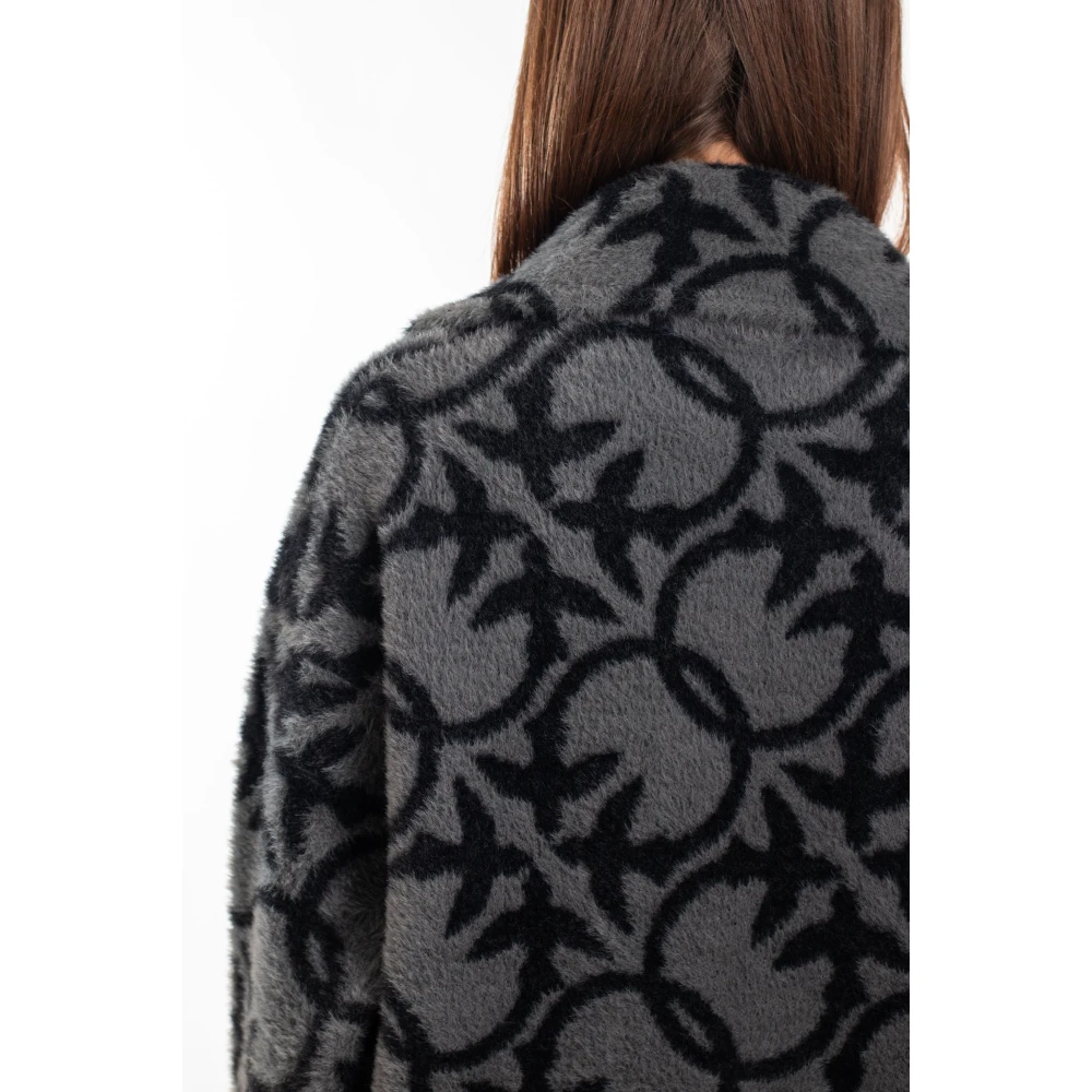 pinko Monogram Faux Fur Coat Gray Dames