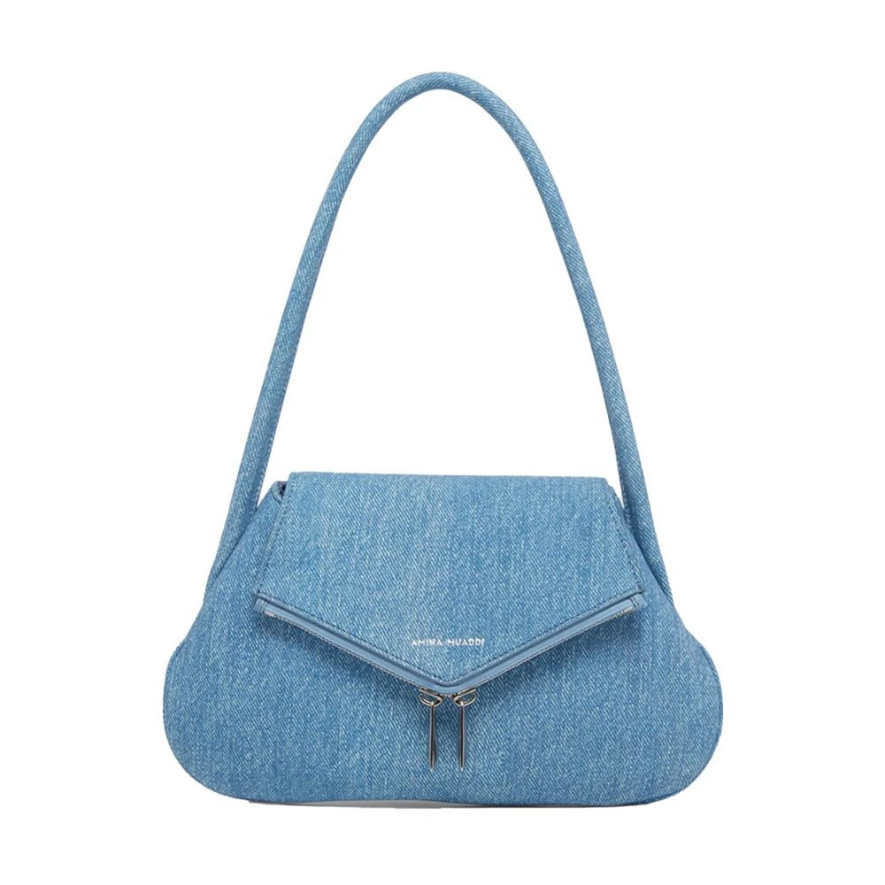 Amina Muaddi Gem Denim Schoudertas Blue Dames